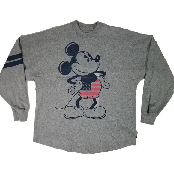 Disney Spirit Jersey MICKEY MOUSE - AMERICAN ORIGINAL - Gray Long Sleeve Shirt M - Picture 3 of 8